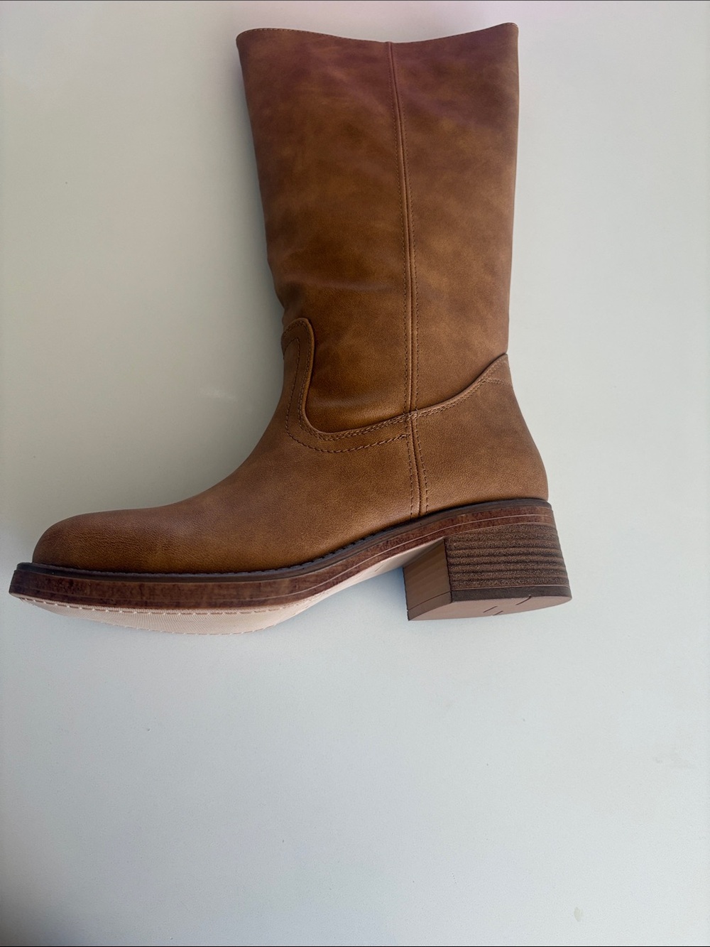 Campus Style Women's Mid-Calf Brown Leather Boots - Picture 3 of 9